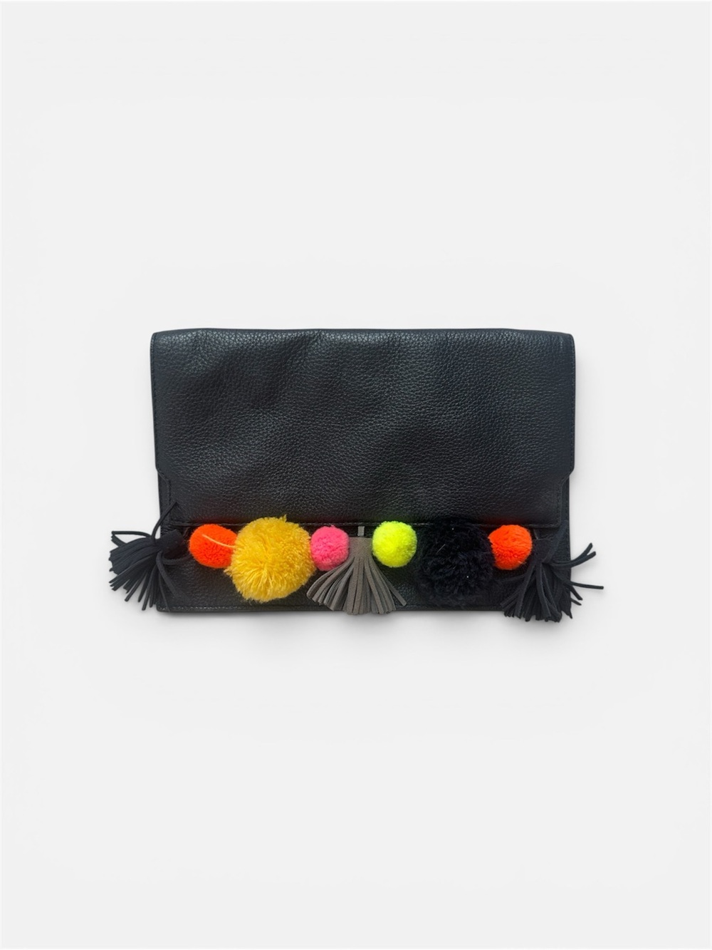 Rebecca Minkoff Leather Pom Pom Tassel Clutch